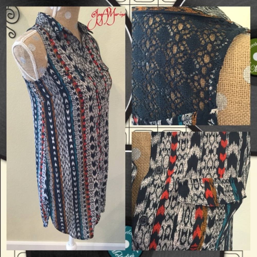 Sleeveless crochet back Top